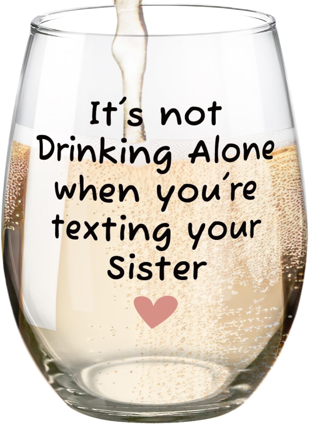 Fatbaby Funny Wine Glass Gifts For Sisters Besties Best Friends Women, Humorous Christmas Birthday Mother's Day Gifts Stemless Wine Glass for Sister Wine Lovers 15 OZ
